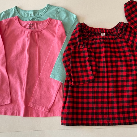 Lot of 3 Long Sleeve Shirts Tops Girls Size 4T Carters - Picture 9 of 9